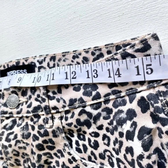 Express Straight Mini Mid Rise Animal Print Stretch Skirt - Picture 6 of 9